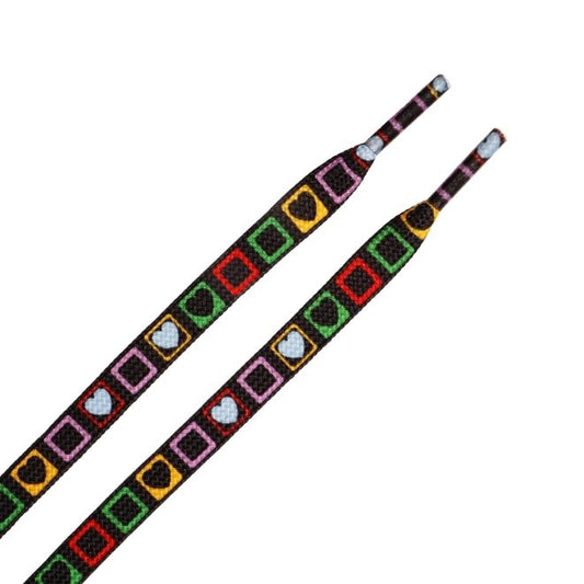 1 Paar flache Schnürsenkel (100 cm lang, 8 mm breit) - HeartBeat Collection - mehrfarbig/Muster - Schuhbaendel.ch