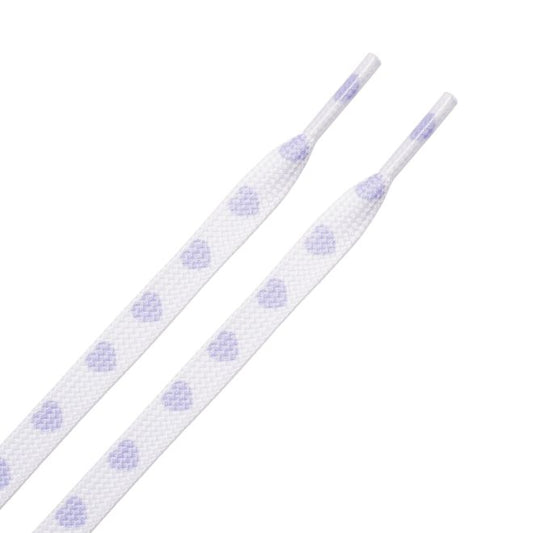 1 Paar flache Schnürsenkel (100 cm lang, 8 mm breit) - HeartBeat Collection - weiss/violett - Schuhbaendel.ch