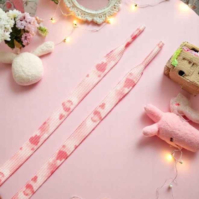1 Paar flache Schnürsenkel (100 cm lang, 8 mm breit) - HeartBeat Collection - pink - Schuhbaendel.ch