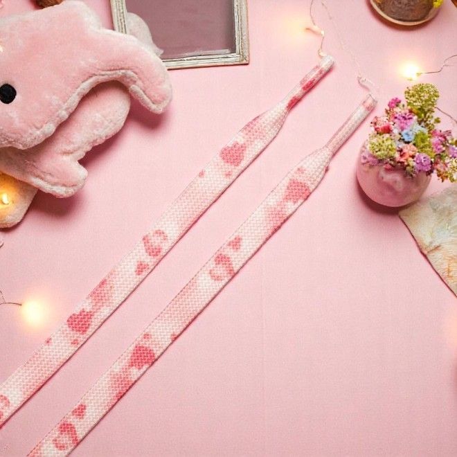 1 Paar flache Schnürsenkel (120 cm lang, 8 mm breit) - HeartBeat Collection - pink - Schuhbaendel.ch