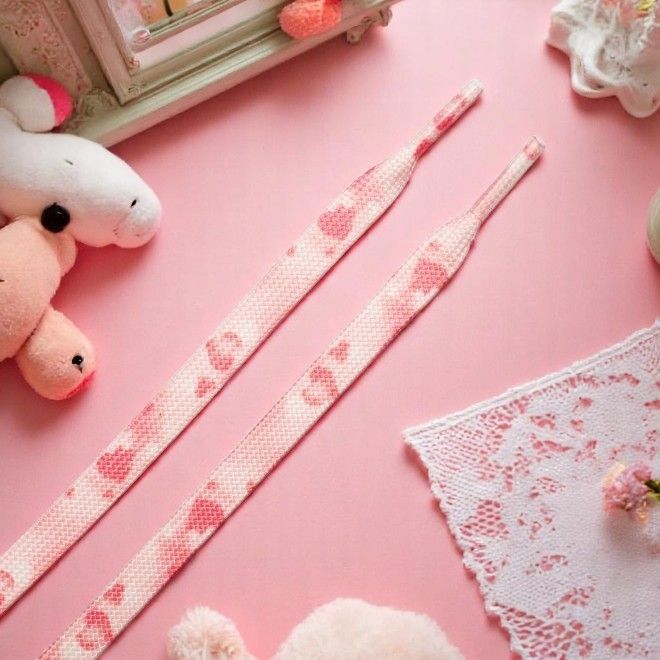 1 Paar flache Schnürsenkel (140 cm lang, 8 mm breit) - HeartBeat Collection - pink - Schuhbaendel.ch