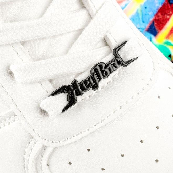 1 paire de clips pour lacets « Hey Bro » - pendentif décoratif en métal pour baskets - noir