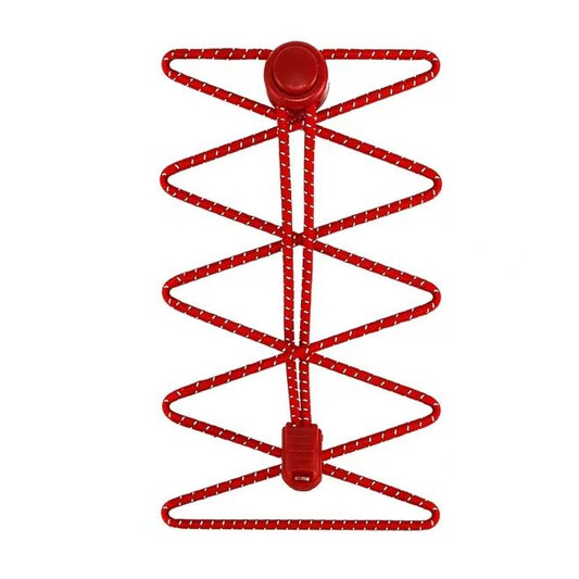 1 pair of elastic reflective shoelaces with quick-release fastener (Ø 3 mm, length 100 cm) - ReflectLite Series - red