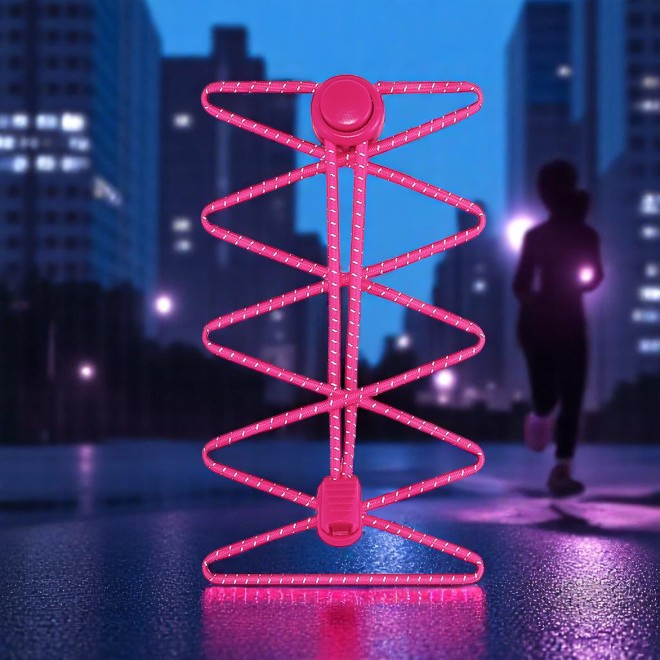 1 Paar Elastische reflektierende Schnürsenkel mit Schnellverschluss (Ø 3 mm, Länge 100 cm) - ReflectLite Series - pink