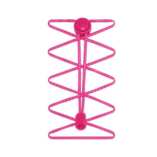 1 pair of elastic reflective shoelaces with quick-release fastener (Ø 3 mm, length 100 cm) - ReflectLite Series - pink