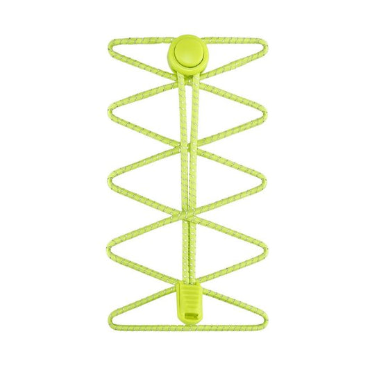 1 pair of elastic reflective shoelaces with quick-release fastener (Ø 3 mm, length 100 cm) - ReflectLite Series - neon yellow