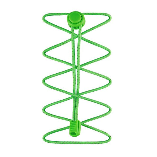 1 pair of elastic reflective shoelaces with quick-release fastener (Ø 3 mm, length 100 cm) - ReflectLite Series - neon green