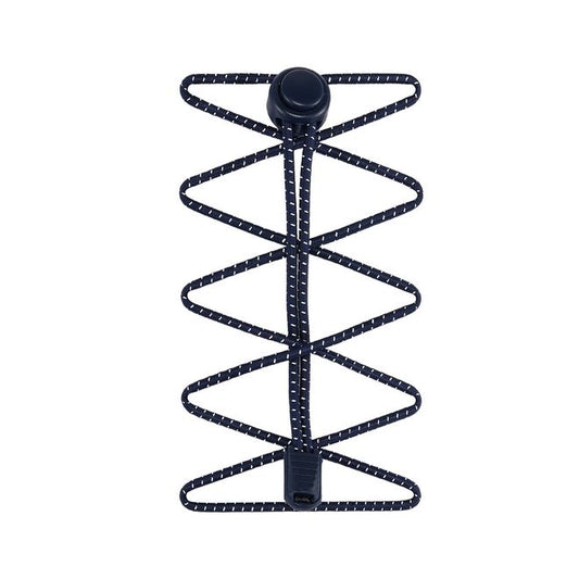 1 pair of elastic reflective shoelaces with quick-release fastener (Ø 3 mm, length 100 cm) - ReflectLite Series - navy blue