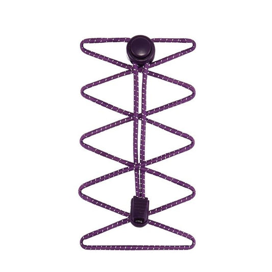 1 pair of elastic reflective shoelaces with quick-release fastener (Ø 3 mm, length 100 cm) - ReflectLite Series - purple