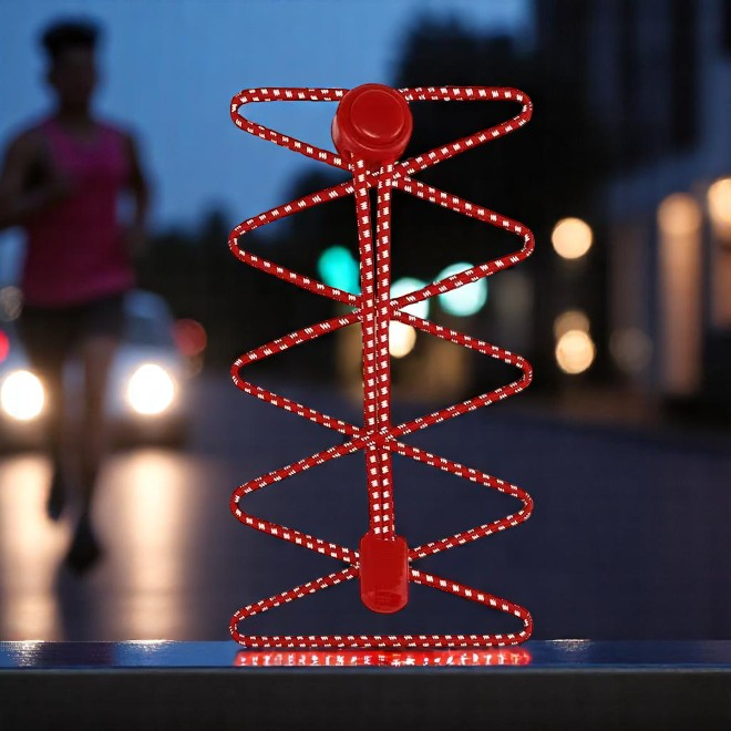 1 paire de lacets élastiques hautement réfléchissants avec attaches rapides (Ø 3 mm, longueur 100 cm) - Série ReflectPro - rouge