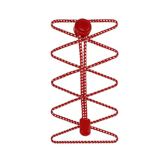 1 pair of elastic, highly reflective shoelaces with quick-release fasteners (Ø 3 mm, length 100 cm) - ReflectPro Series - red