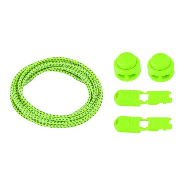 1 pair of elastic, highly reflective shoelaces with quick-release fasteners (Ø 3 mm, length 100 cm) - ReflectPro Series - neon yellow