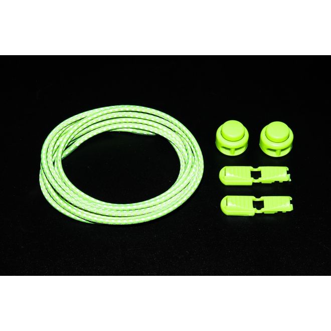 1 pair of elastic, highly reflective shoelaces with quick-release fasteners (Ø 3 mm, length 100 cm) - ReflectPro Series - neon yellow