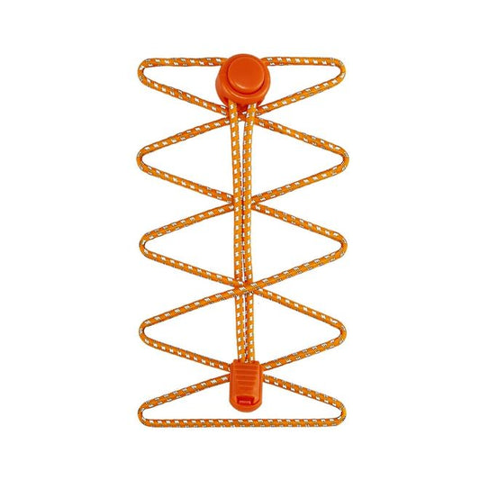 1 pair of elastic, highly reflective shoelaces with quick-release fastener (Ø 3 mm, length 100 cm) - ReflectPro Series - neon orange