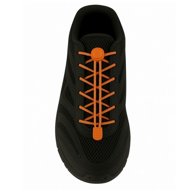 1 pair of elastic, highly reflective shoelaces with quick-release fastener (Ø 3 mm, length 100 cm) - ReflectPro Series - neon orange