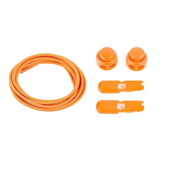 1 pair of elastic, highly reflective shoelaces with quick-release fastener (Ø 3 mm, length 100 cm) - ReflectPro Series - neon orange