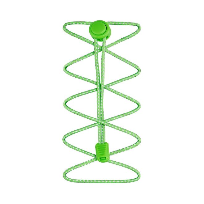 1 pair of elastic, highly reflective shoelaces with quick-release fasteners (Ø 3 mm, length 100 cm) - ReflectPro Series - neon green