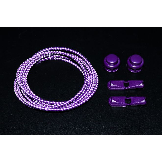 1 paire de lacets élastiques hautement réfléchissants avec fermeture rapide (Ø 3 mm, longueur 100 cm) - Série ReflectPro - violet