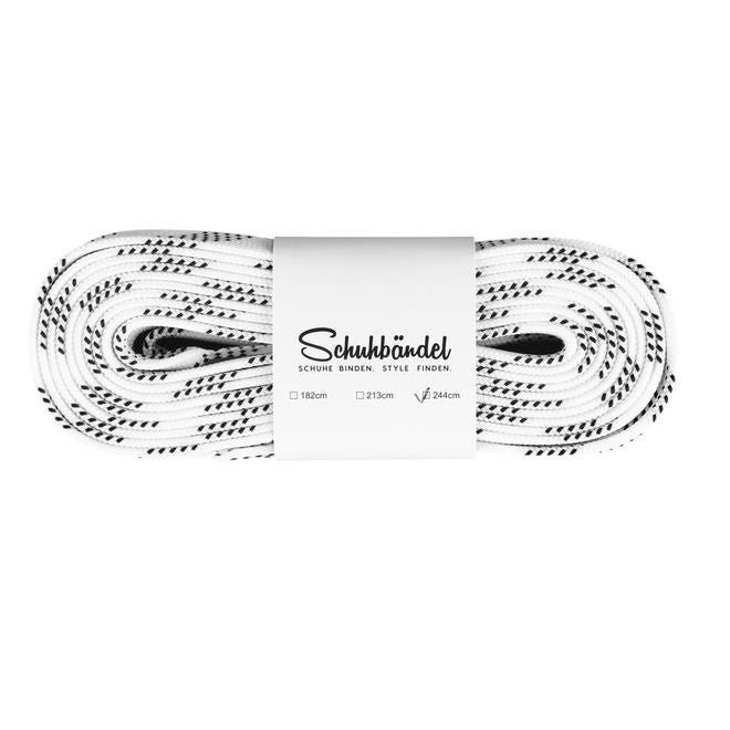 1 Paar Eishockey Schnürsenkel flach gewachst 244 cm x 10 mm - ProGrip Series - weiss - Schuhbaendel.ch