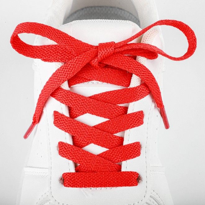 LaceGodZ – 1 Paar flache Schnürsenkel (120 cm lang, 8 mm breit) – ColorFlow Series – rot - Schuhbaendel.ch