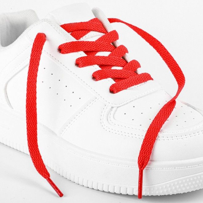 LaceGodZ – 1 Paar flache Schnürsenkel (120 cm lang, 8 mm breit) – ColorFlow Series – rot - Schuhbaendel.ch