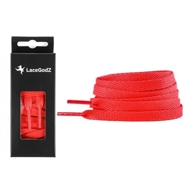 LaceGodZ – 1 Paar flache Schnürsenkel (120 cm lang, 8 mm breit) – ColorFlow Series – rot - Schuhbaendel.ch