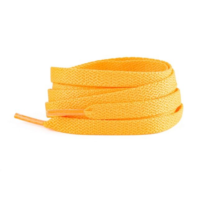 LaceGodZ – 1 Paar flache Schnürsenkel (120 cm lang, 8 mm breit) – ColorFlow Series – goldgelb - Schuhbaendel.ch