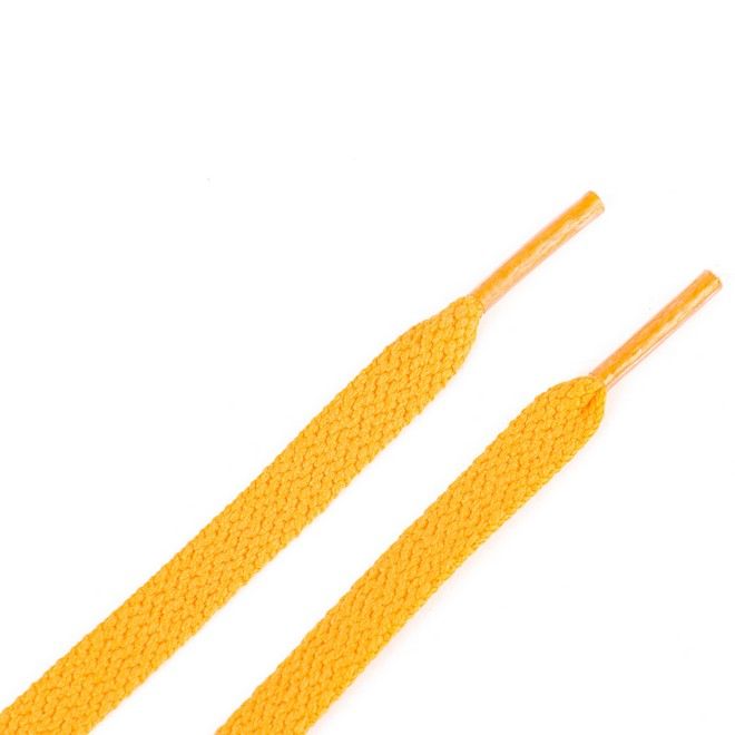 LaceGodZ – 1 Paar flache Schnürsenkel (120 cm lang, 8 mm breit) – ColorFlow Series – goldgelb - Schuhbaendel.ch