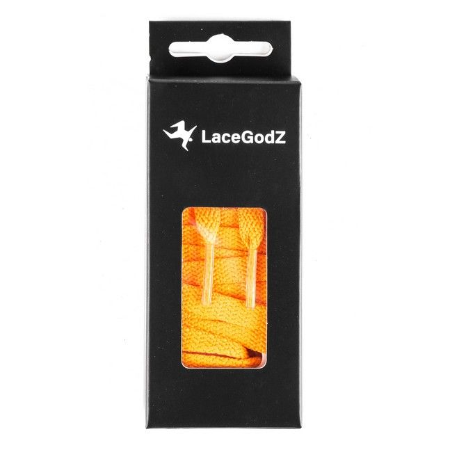 LaceGodZ – 1 Paar flache Schnürsenkel (120 cm lang, 8 mm breit) – ColorFlow Series – goldgelb - Schuhbaendel.ch