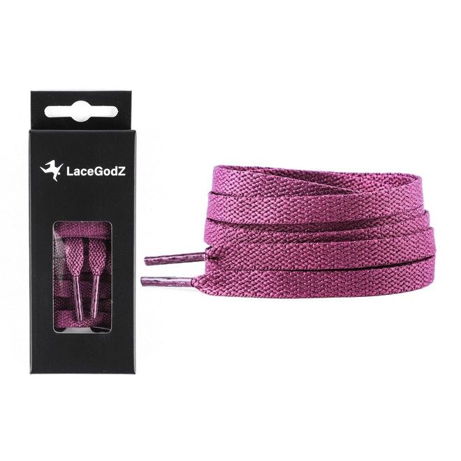 LaceGodZ – 1 Paar flache Schnürsenkel (120 cm lang, 8 mm breit) – ColorFlow Series – dunkellila - Schuhbaendel.ch
