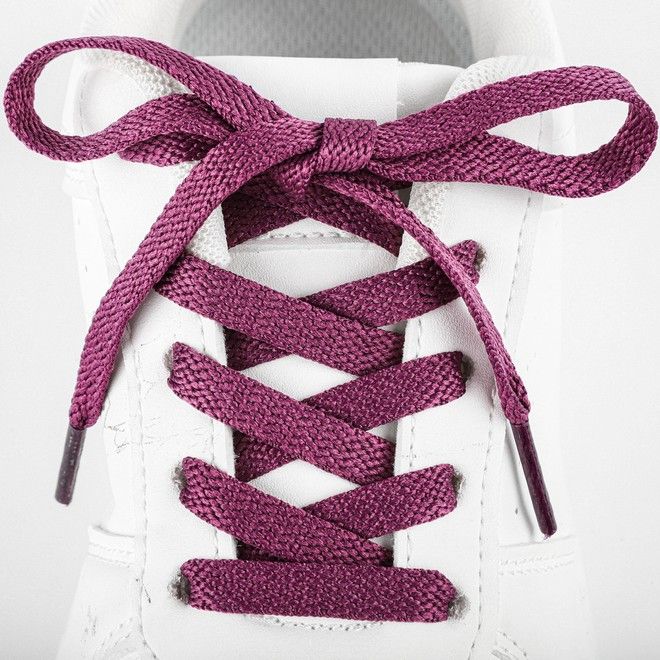 LaceGodZ – 1 Paar flache Schnürsenkel (120 cm lang, 8 mm breit) – ColorFlow Series – dunkellila - Schuhbaendel.ch