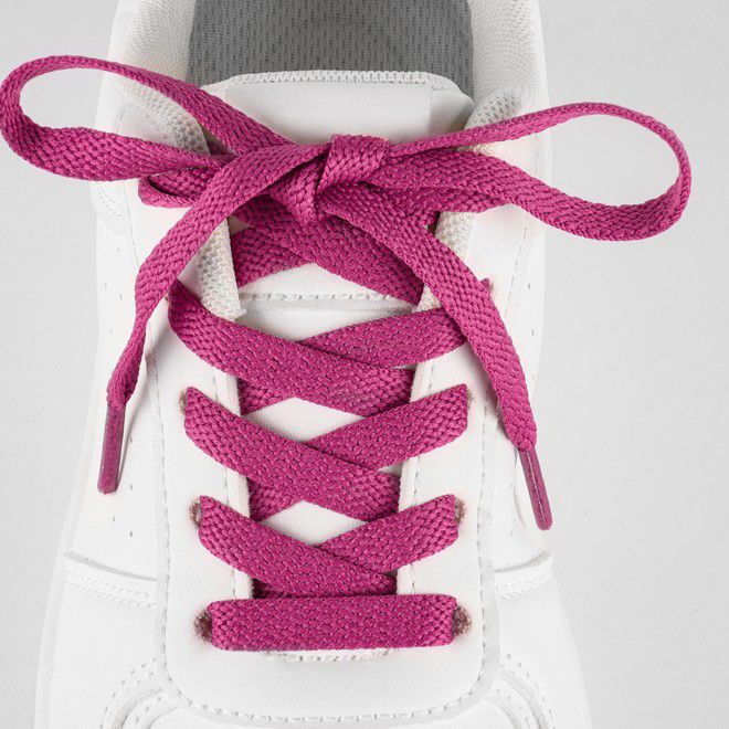 LaceGodZ – 1 Paar flache Schnürsenkel (120 cm lang, 8 mm breit) – ColorFlow Series – magenta - Schuhbaendel.ch