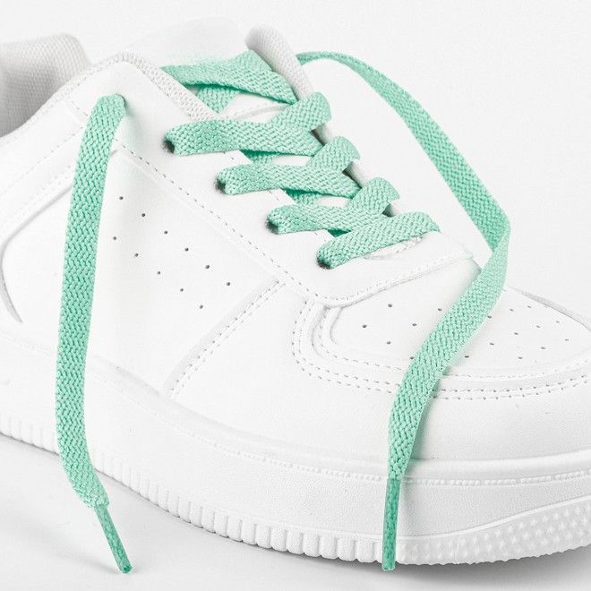 LaceGodZ – 1 Paar flache Schnürsenkel (120 cm lang, 8 mm breit) – ColorFlow Series – helltürkis - Schuhbaendel.ch