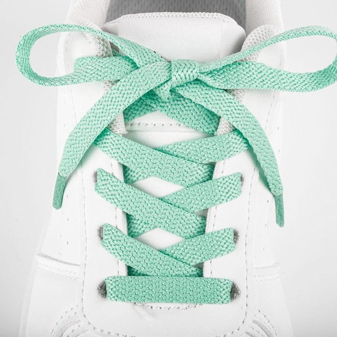 LaceGodZ – 1 Paar flache Schnürsenkel (120 cm lang, 8 mm breit) – ColorFlow Series – helltürkis - Schuhbaendel.ch