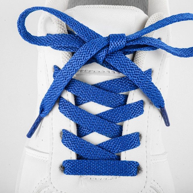 LaceGodZ – 1 Paar flache Schnürsenkel (120 cm lang, 8 mm breit) – ColorFlow Series – königsblau - Schuhbaendel.ch