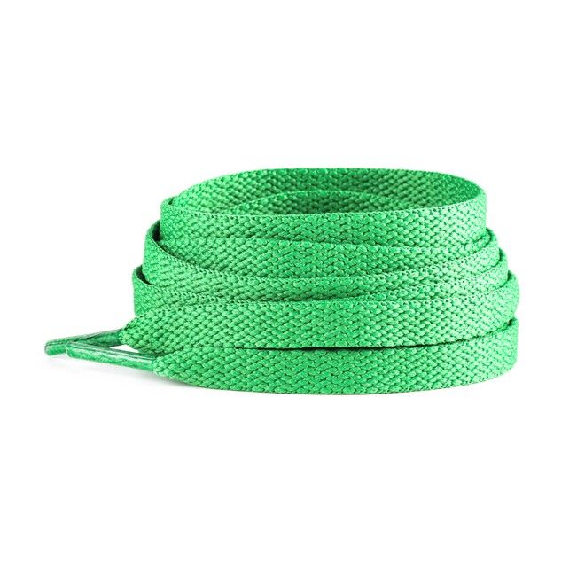 LaceGodZ – 1 Paar flache Schnürsenkel (120 cm lang, 8 mm breit) – ColorFlow Series – grasgrün - Schuhbaendel.ch