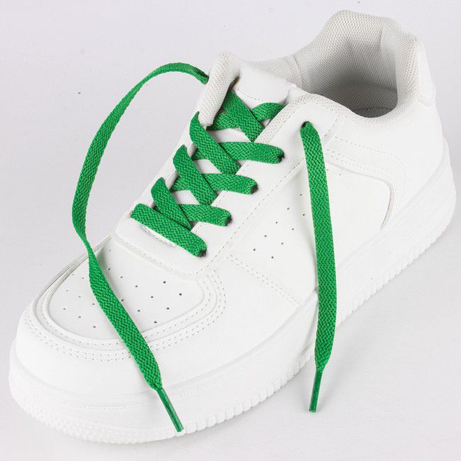 LaceGodZ – 1 Paar flache Schnürsenkel (120 cm lang, 8 mm breit) – ColorFlow Series – grasgrün - Schuhbaendel.ch