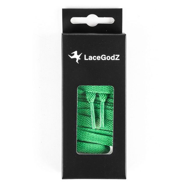 LaceGodZ – 1 Paar flache Schnürsenkel (120 cm lang, 8 mm breit) – ColorFlow Series – grasgrün - Schuhbaendel.ch