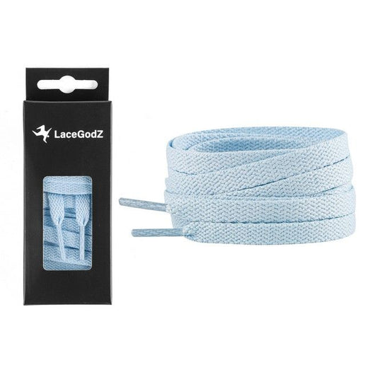 LaceGodZ – 1 Paar flache Schnürsenkel (120 cm lang, 8 mm breit) – ColorFlow Series – hellblau - Schuhbaendel.ch