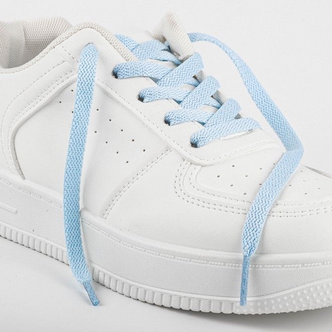 LaceGodZ – 1 Paar flache Schnürsenkel (120 cm lang, 8 mm breit) – ColorFlow Series – hellblau - Schuhbaendel.ch