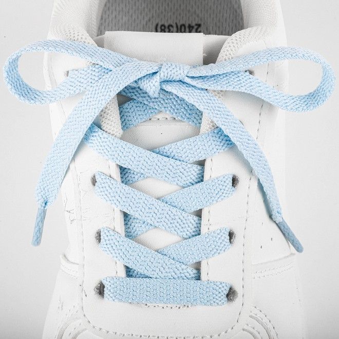 LaceGodZ – 1 Paar flache Schnürsenkel (120 cm lang, 8 mm breit) – ColorFlow Series – hellblau - Schuhbaendel.ch