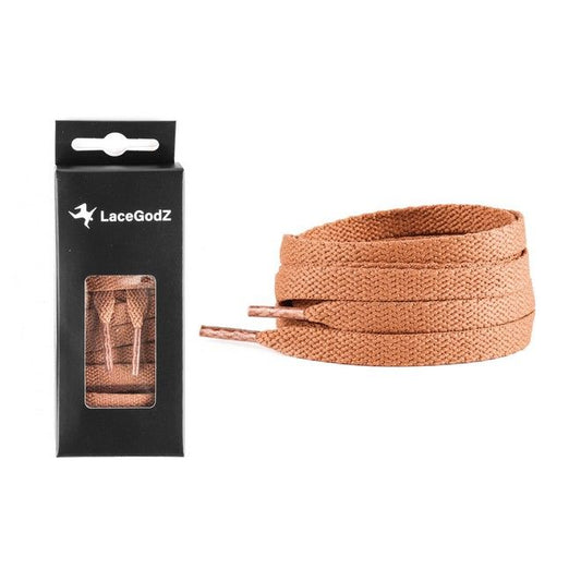 LaceGodZ – 1 Paar flache Schnürsenkel (120 cm lang, 8 mm breit) – ColorFlow Series – terrakottabraun - Schuhbaendel.ch