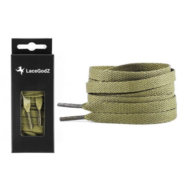 LaceGodZ – 1 Paar flache Schnürsenkel (120 cm lang, 8 mm breit) – ColorFlow Series – armeegrün - Schuhbaendel.ch