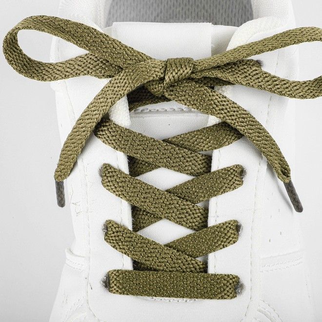 LaceGodZ – 1 Paar flache Schnürsenkel (120 cm lang, 8 mm breit) – ColorFlow Series – armeegrün - Schuhbaendel.ch