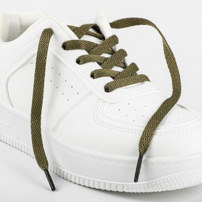 LaceGodZ – 1 Paar flache Schnürsenkel (120 cm lang, 8 mm breit) – ColorFlow Series – armeegrün - Schuhbaendel.ch