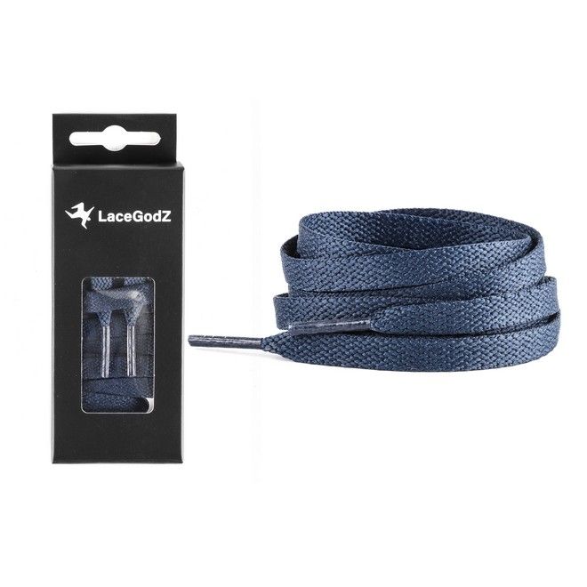 LaceGodZ – 1 Paar flache Schnürsenkel (120 cm lang, 8 mm breit) – ColorFlow Series – marineblau - Schuhbaendel.ch
