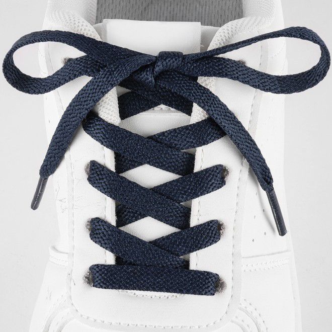 LaceGodZ – 1 Paar flache Schnürsenkel (120 cm lang, 8 mm breit) – ColorFlow Series – marineblau - Schuhbaendel.ch