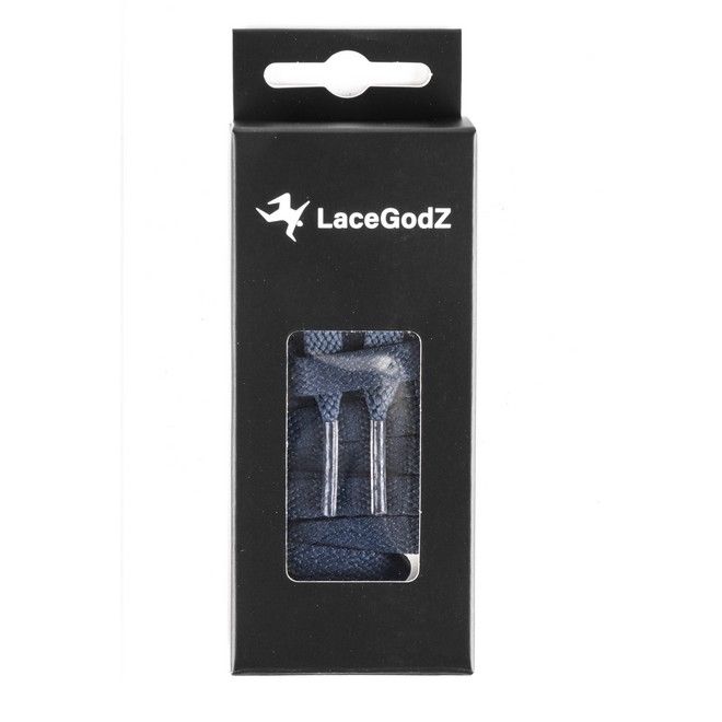 LaceGodZ – 1 Paar flache Schnürsenkel (120 cm lang, 8 mm breit) – ColorFlow Series – marineblau - Schuhbaendel.ch