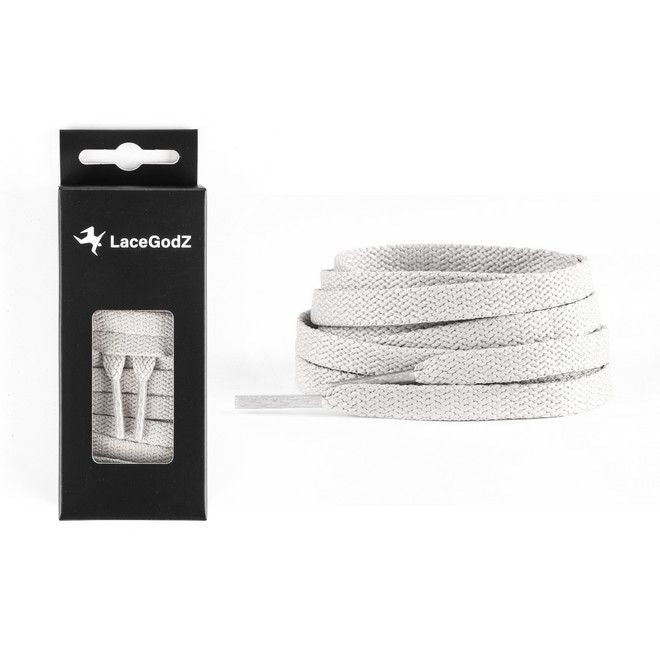 LaceGodZ – 1 Paar flache Schnürsenkel (120 cm lang, 8 mm breit) – ColorFlow Series – hellgrau - Schuhbaendel.ch