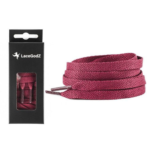 LaceGodZ – 1 Paar flache Schnürsenkel (120 cm lang, 8 mm breit) – ColorFlow Series – weinrot - Schuhbaendel.ch